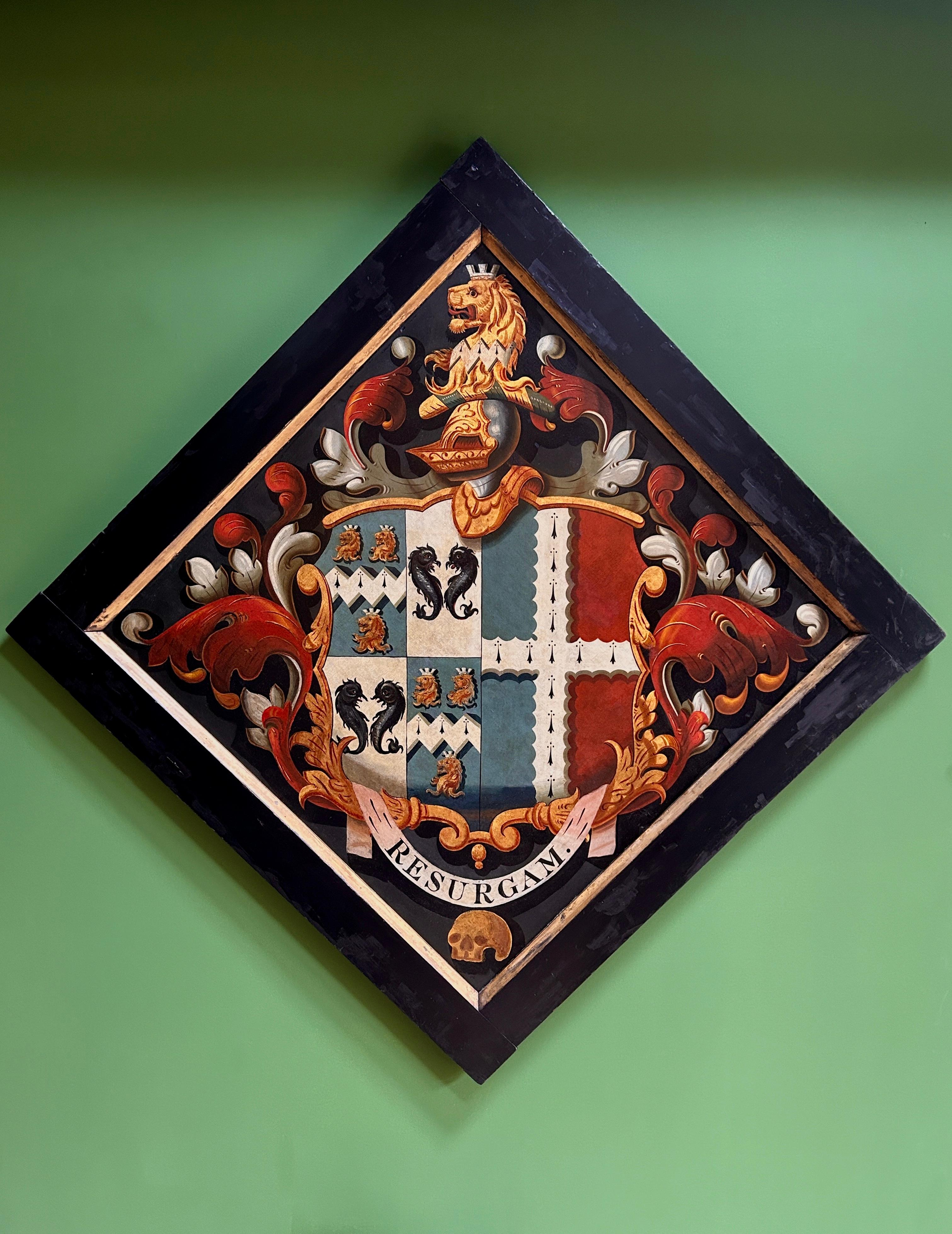 18th Century Oil on Canvas Heraldic Funerary Hatchment Painting im Zustand „Gut“ im Angebot in London, GB