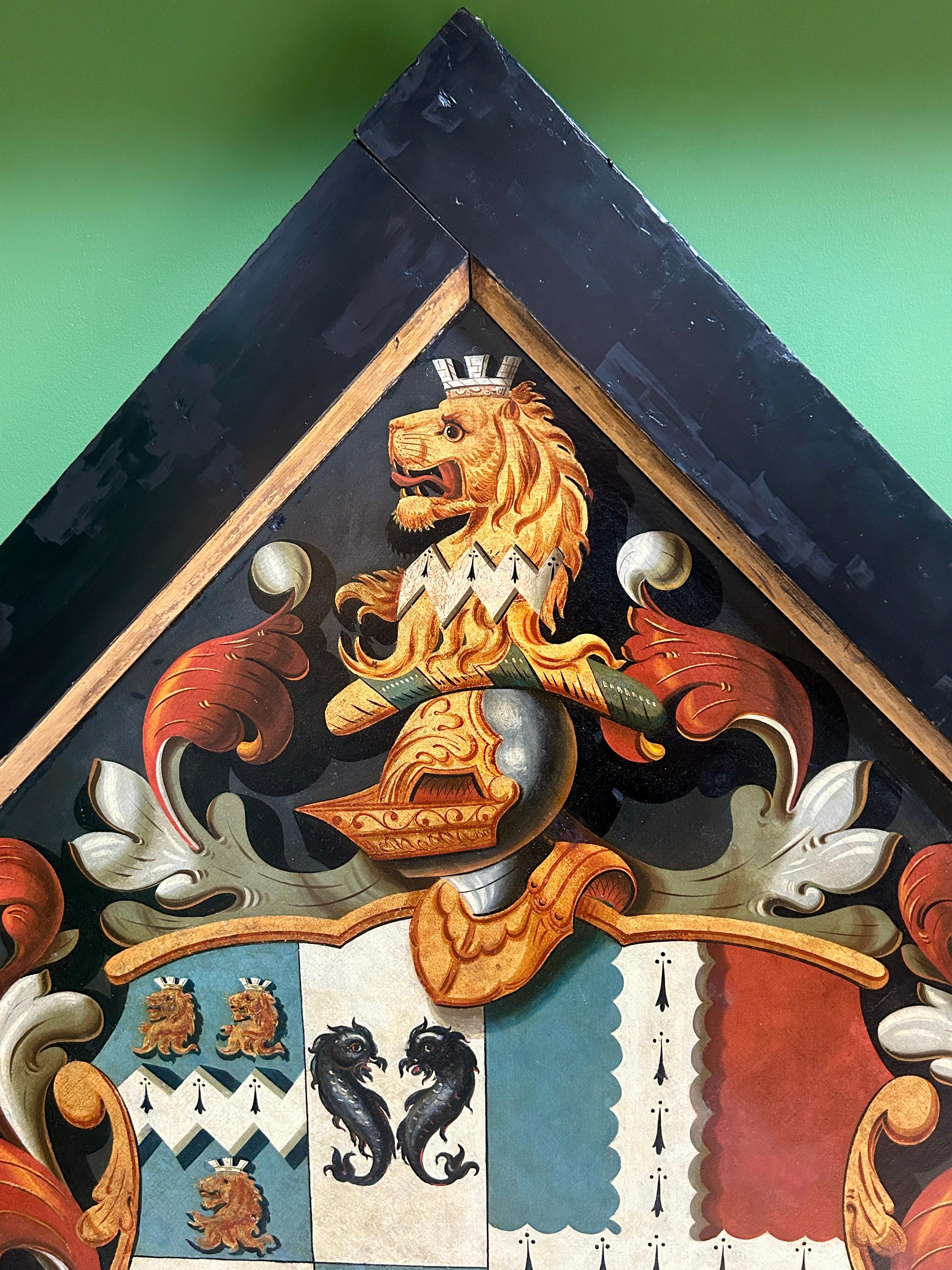 18th Century Oil on Canvas Heraldic Funerary Hatchment Painting (18. Jahrhundert) im Angebot