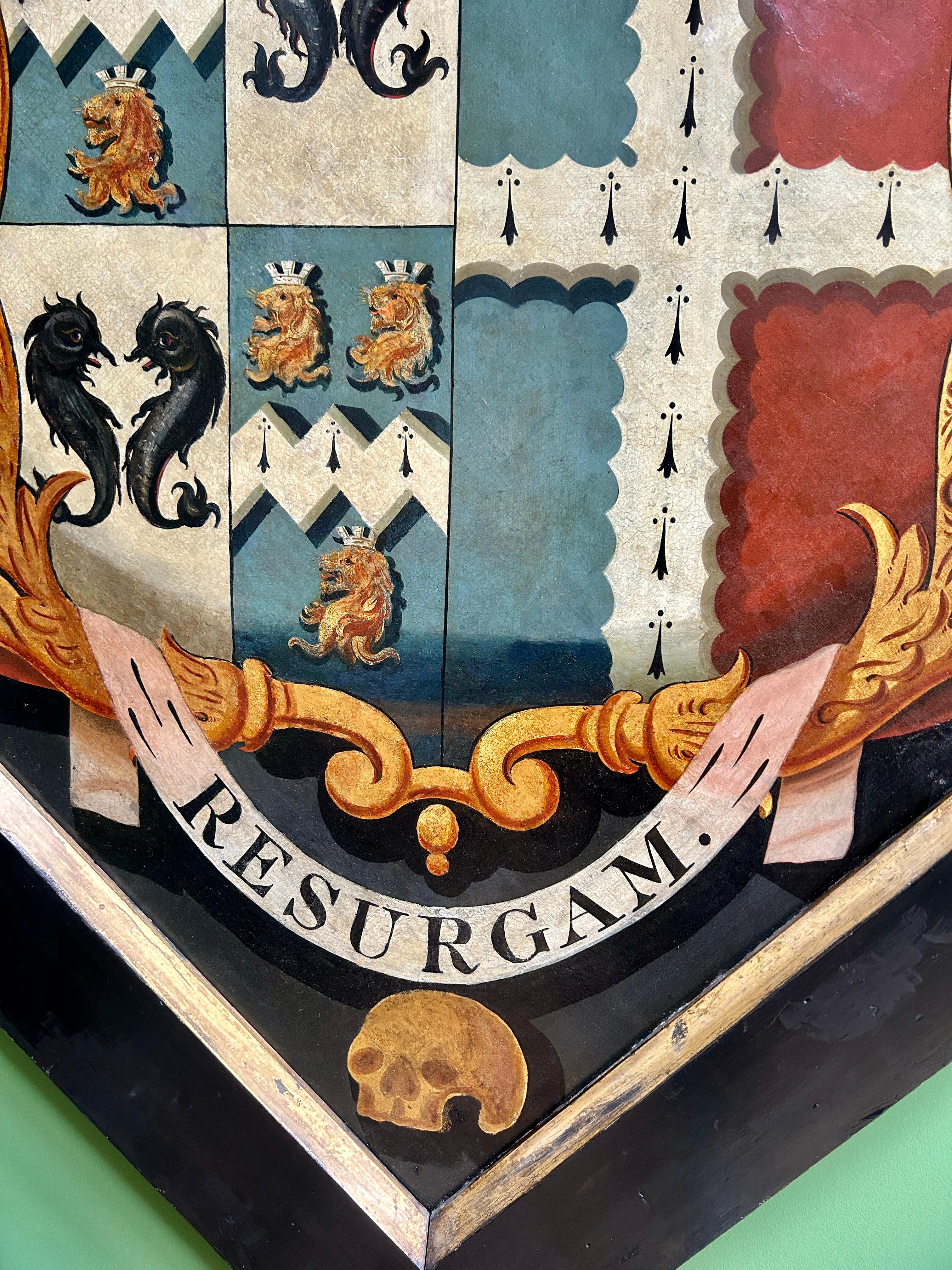 18th Century Oil on Canvas Heraldic Funerary Hatchment Painting im Angebot 1