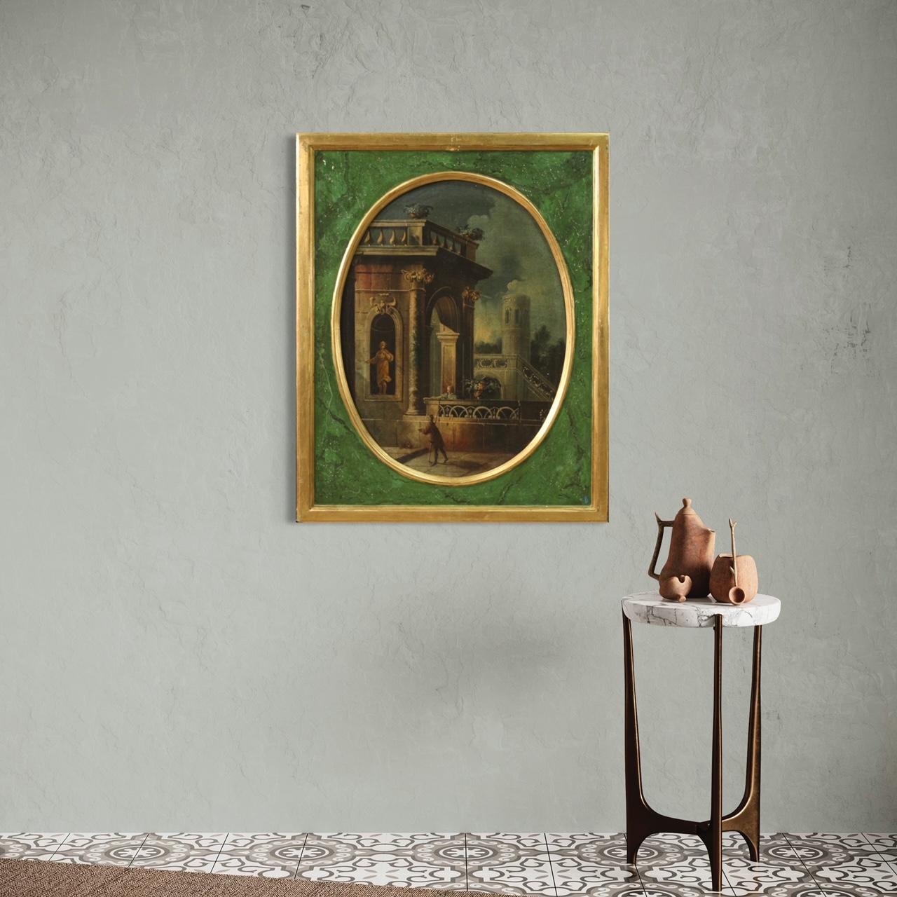 18th Century Oil on Canvas Italian Antique Architectures Painting, 1760 (Geölt) im Angebot
