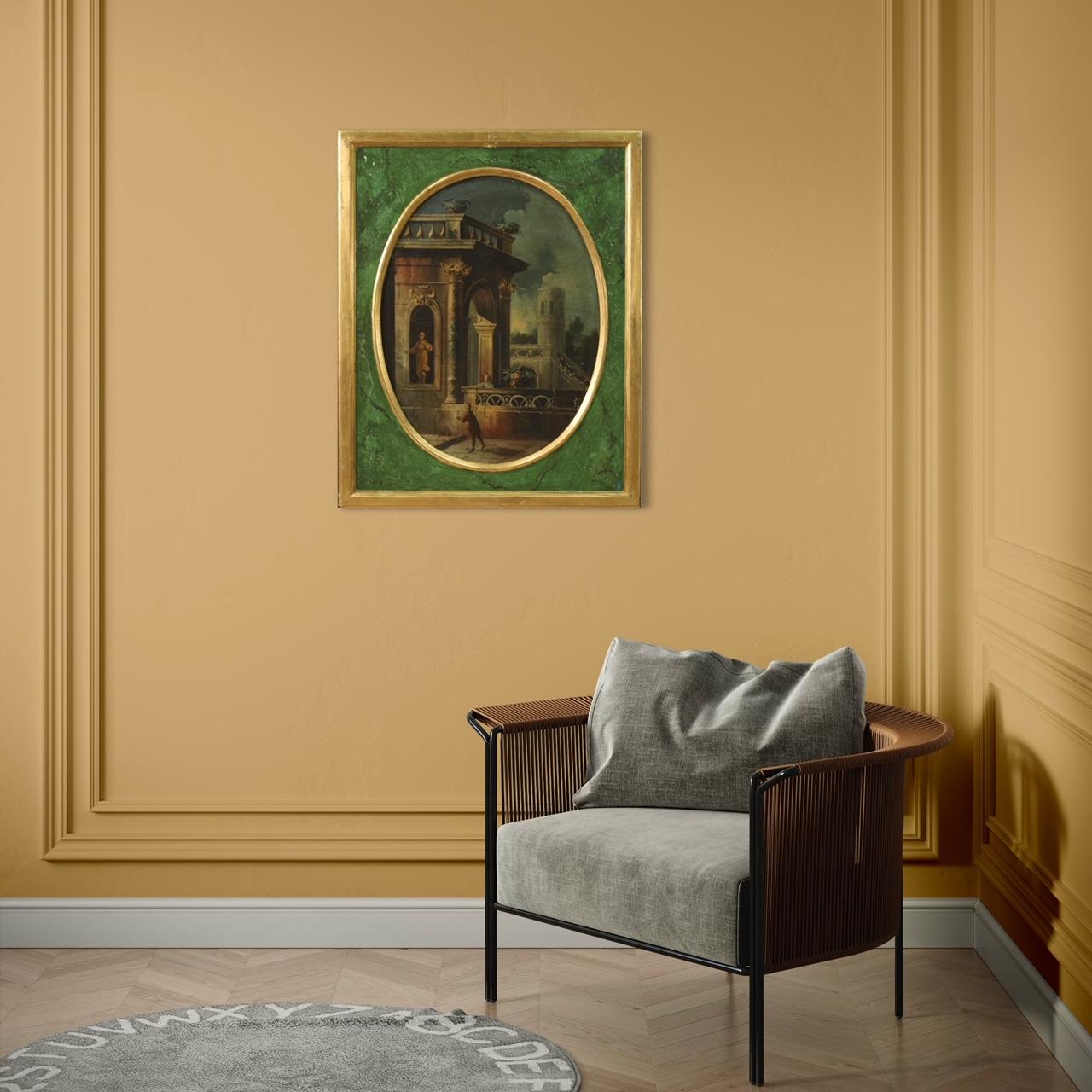 18th Century Oil on Canvas Italian Antique Architectures Painting, 1760 im Zustand „Gut“ im Angebot in Vicoforte, Piedmont