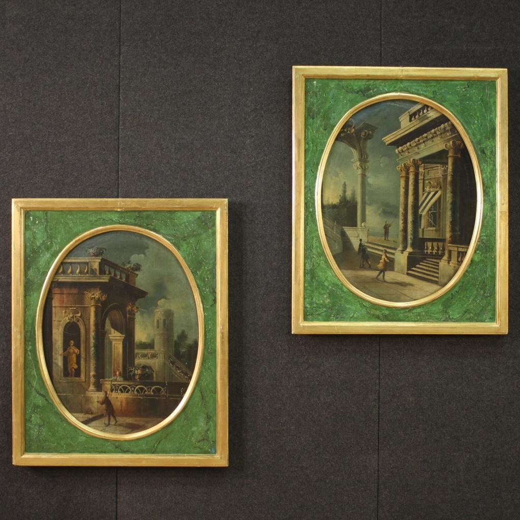 18th Century Oil on Canvas Italian Antique Architectures Painting, 1760 (Leinwand) im Angebot