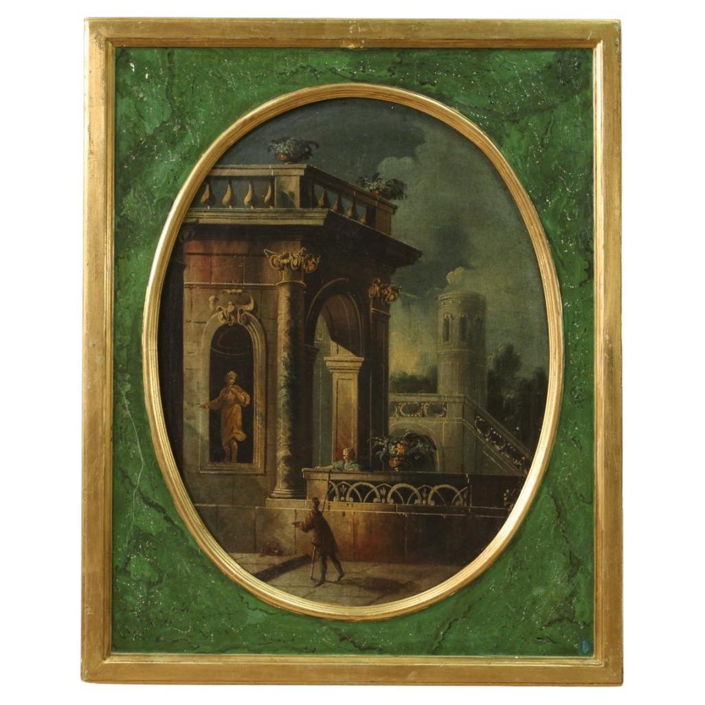 18th Century Oil on Canvas Italian Antique Architectures Painting, 1760 im Angebot