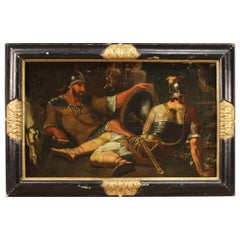 18th Century Oil on Canvas Italian Antique Battle Painting, 1710