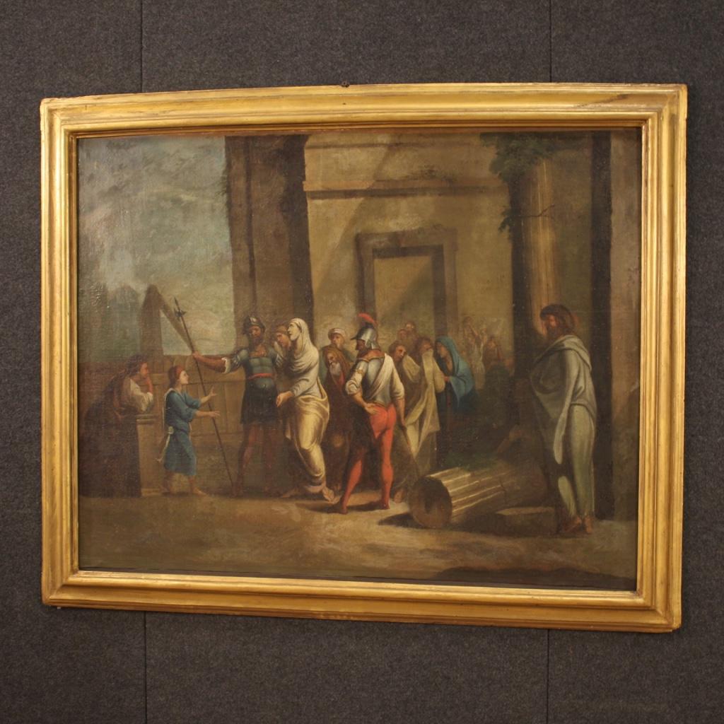 18th Century Oil on Canvas Italian Antique Biblical Scene Painting, 1770 7