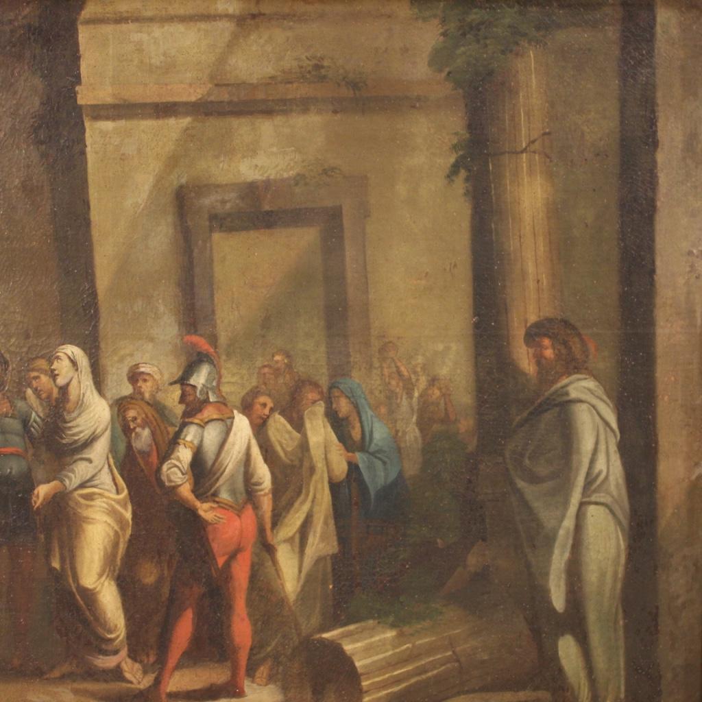 18th Century Oil on Canvas Italian Antique Biblical Scene Painting, 1770 8