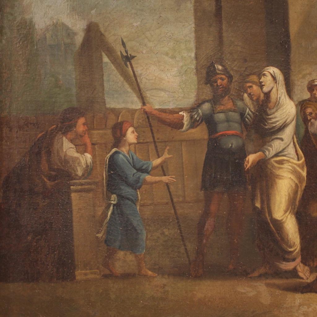 18th Century Oil on Canvas Italian Antique Biblical Scene Painting, 1770 3