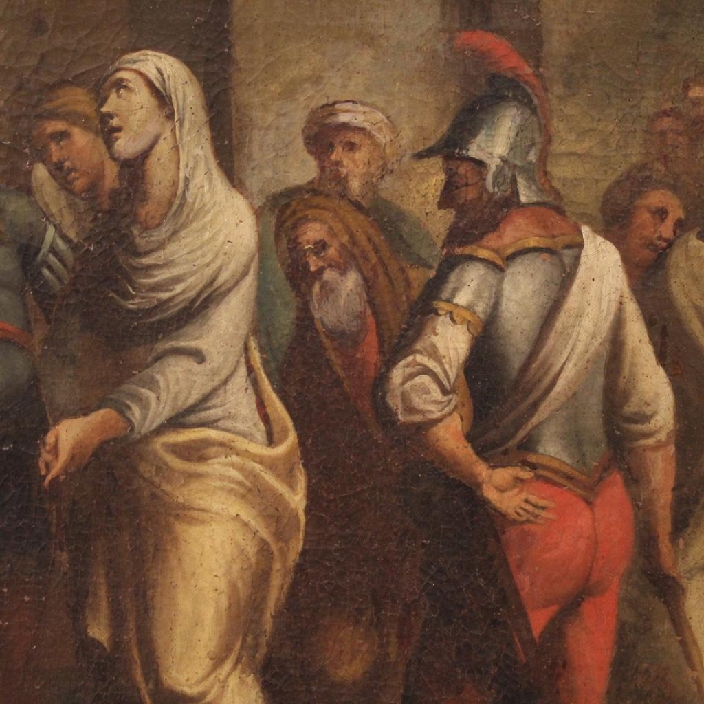 18th Century Oil on Canvas Italian Antique Biblical Scene Painting, 1770 4