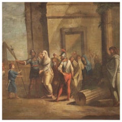 18th Century Oil on Canvas Italian Antique Biblical Scene Painting, 1770