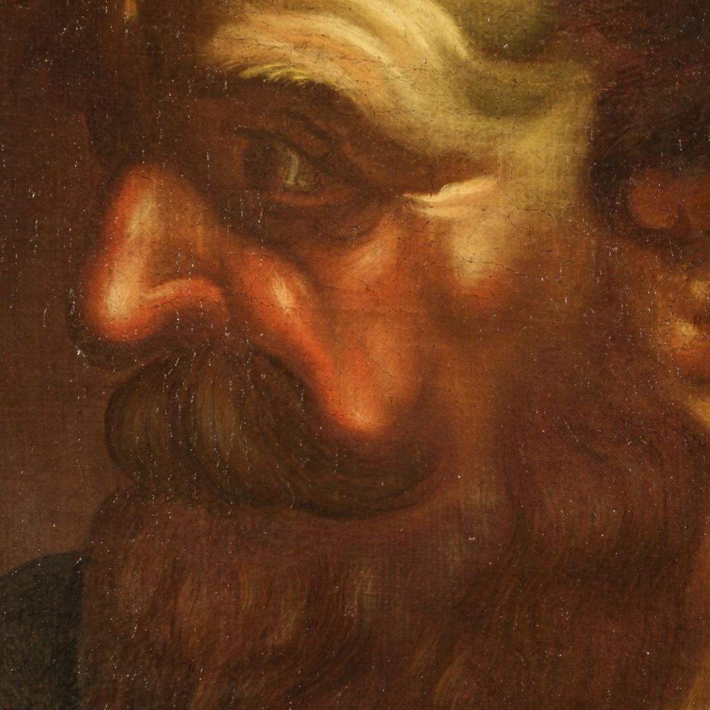 Peinture à l'huile sur toile italienne ancienne du 18ème siècle représentant un portrait de personnage, 1730 en vente 3
