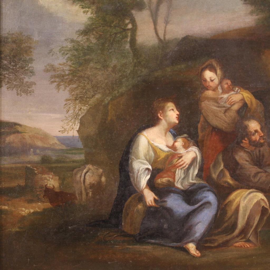 Italienisches antikes Landschaftsgemälde, Öl auf Leinwand, 18. Jahrhundert, Genre, 1760 im Angebot 4