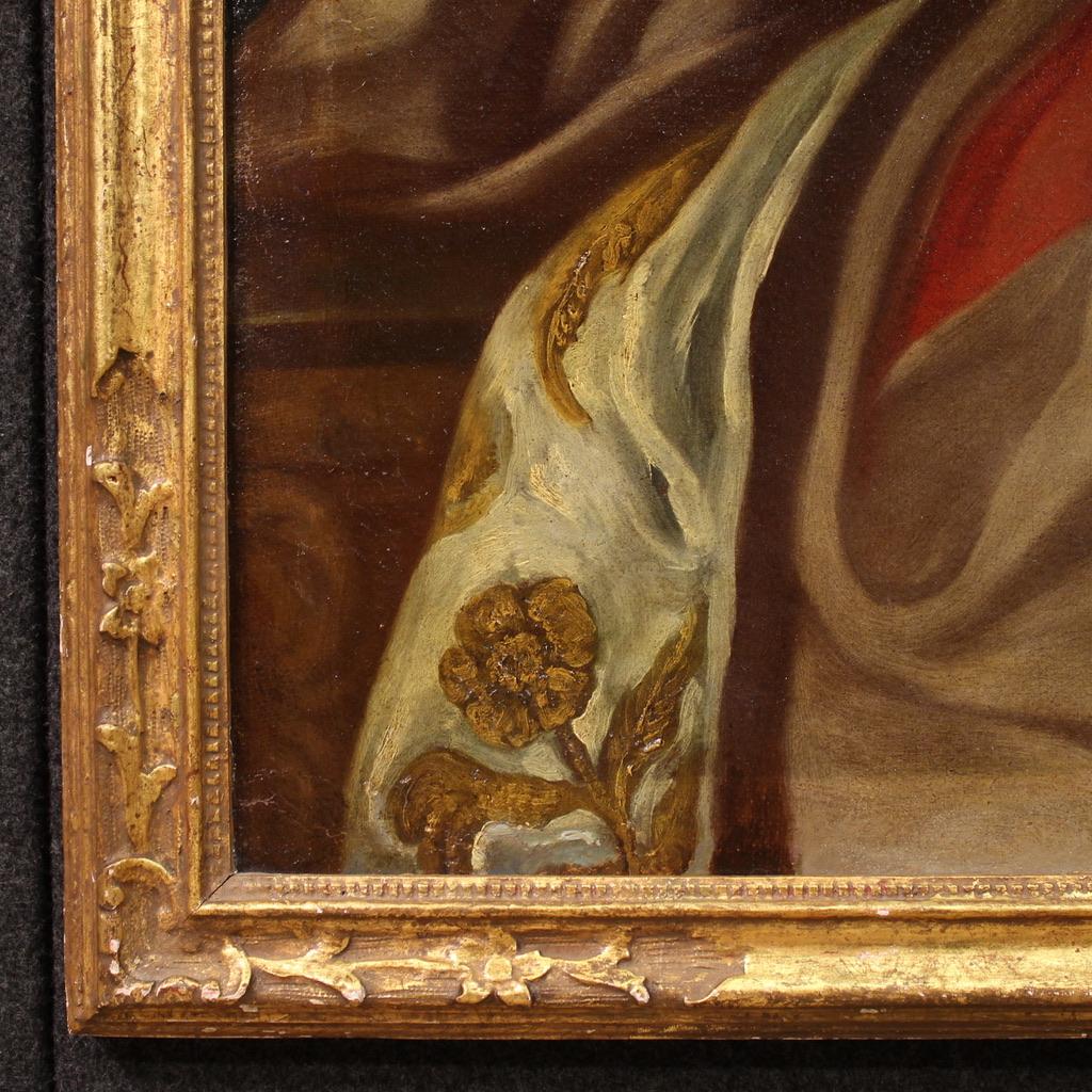 18th Century Oil on Canvas Italian Antique Lady Portrait Painting, 1750 en vente 4