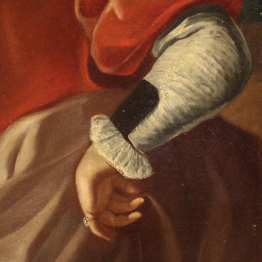 18th Century Oil on Canvas Italian Antique Lady Portrait Painting, 1750 en vente 5