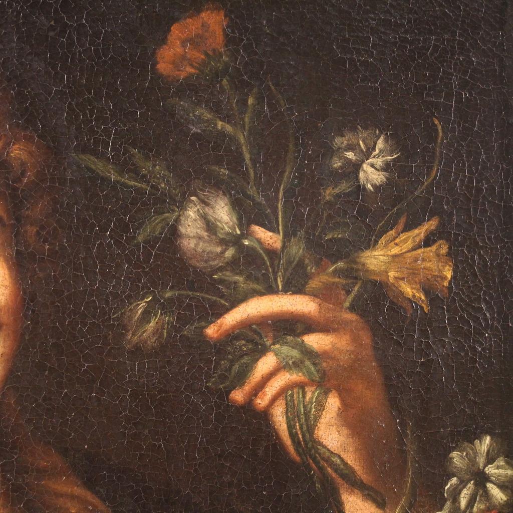 huile sur toile du 18e siècle, peinture italienne ancienne de portrait de femme, 1750 Bon état - En vente à Vicoforte, Piedmont
