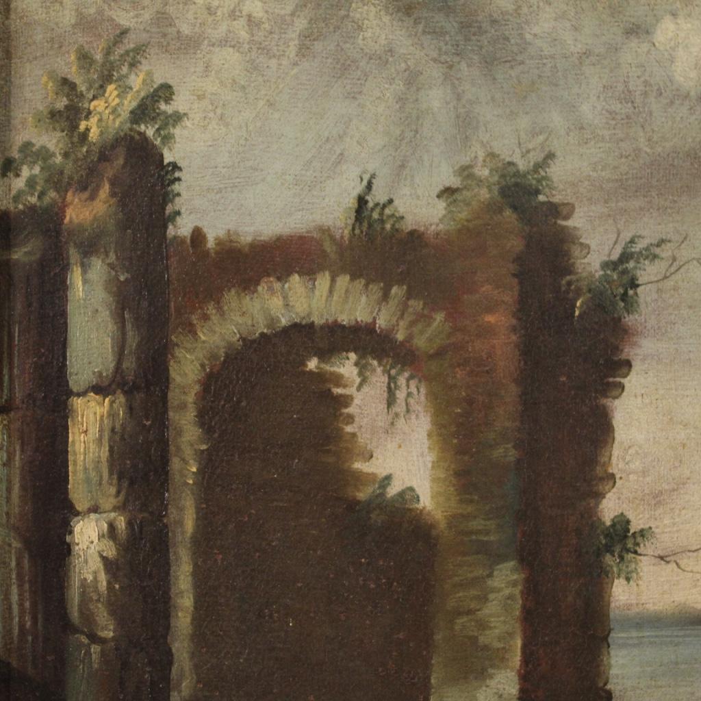 Huile sur toile italienne du 18ème siècle - Peinture de paysage ancien, 1770 en vente 4