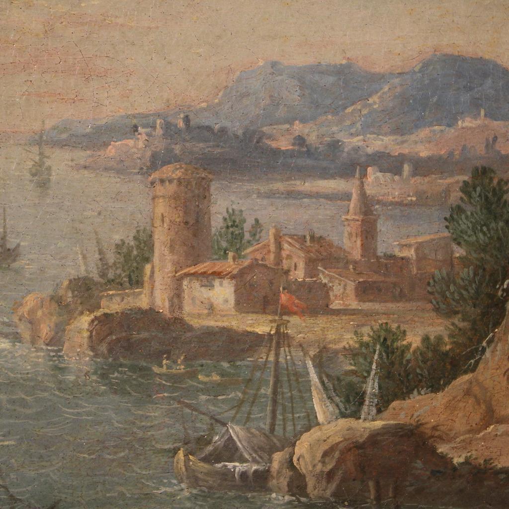18th Century Oil on Canvas Italian Antique Landscape Painting, 1770 7
