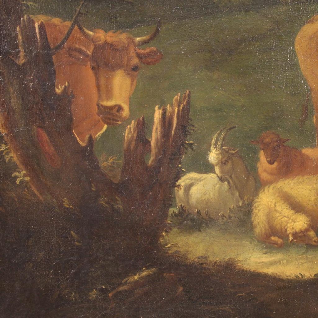 Huile sur toile italienne ancienne de paysage bucolique du 18ème siècle, 1770 en vente 5