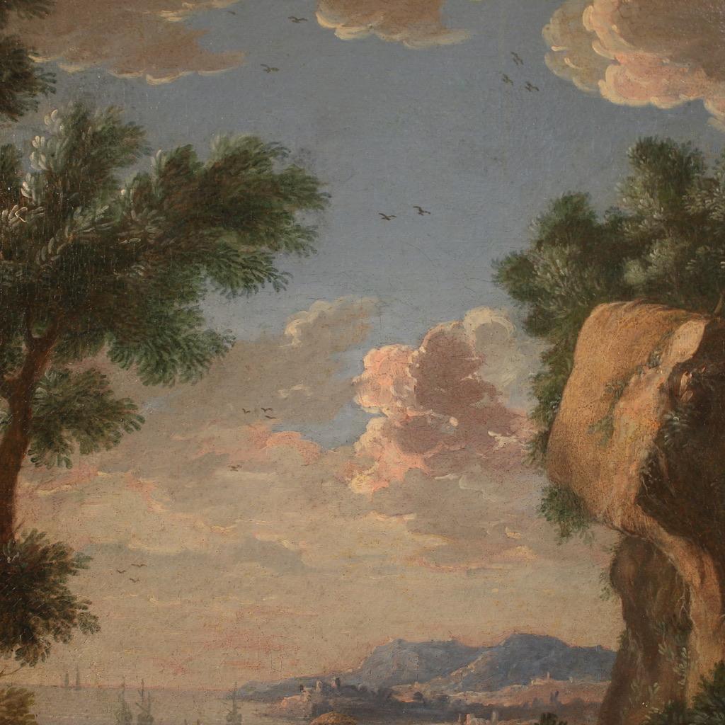 18th Century Oil on Canvas Italian Antique Landscape Painting, 1770 8