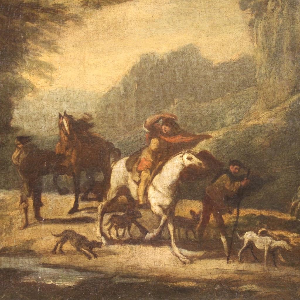 18th Century Oil on Canvas Italian Antique Landscape Painting, 1770 In Good Condition In Vicoforte, Piedmont