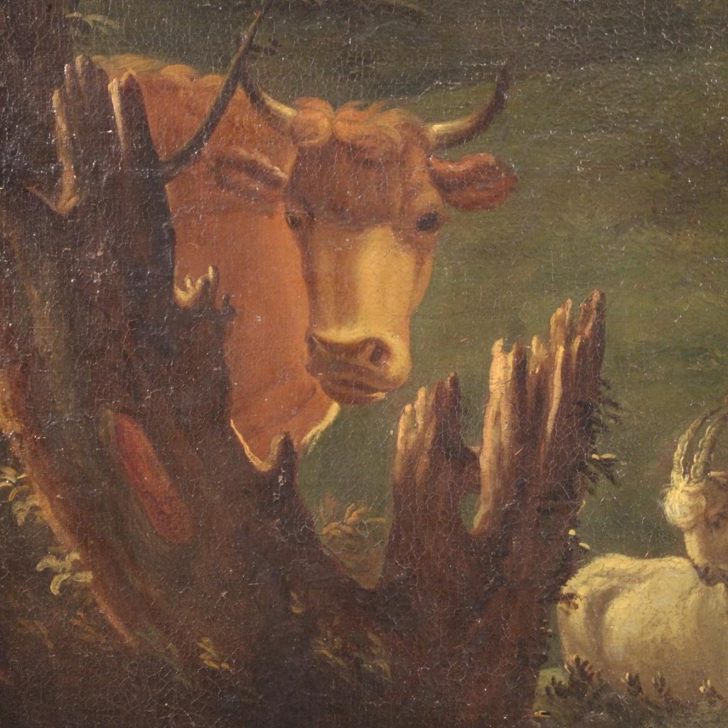 Toile Huile sur toile italienne ancienne de paysage bucolique du 18ème siècle, 1770 en vente