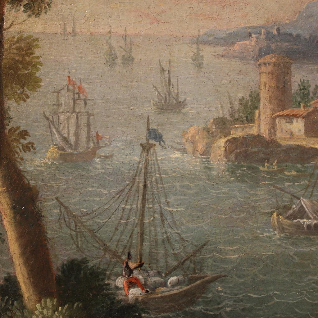 18th Century Oil on Canvas Italian Antique Landscape Painting, 1770 3