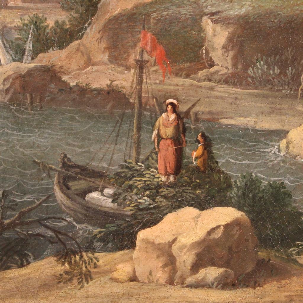 18th Century Oil on Canvas Italian Antique Landscape Painting, 1770 5