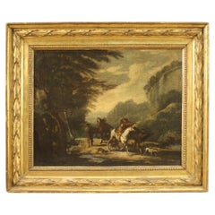 18th Century Oil on Canvas Italian Antique Landscape Painting, 1770