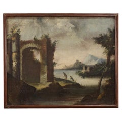 18th Century Oil on Canvas Italian Antique Landscape Painting, 1770