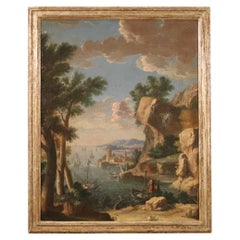 18th Century Oil on Canvas Italian Antique Landscape Painting, 1770