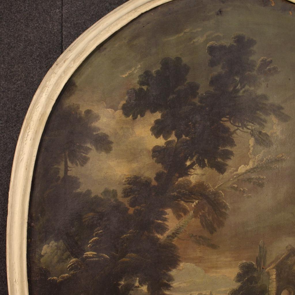 18th Century Oil on Canvas Italian Antique Landscape Painting, 1780 2