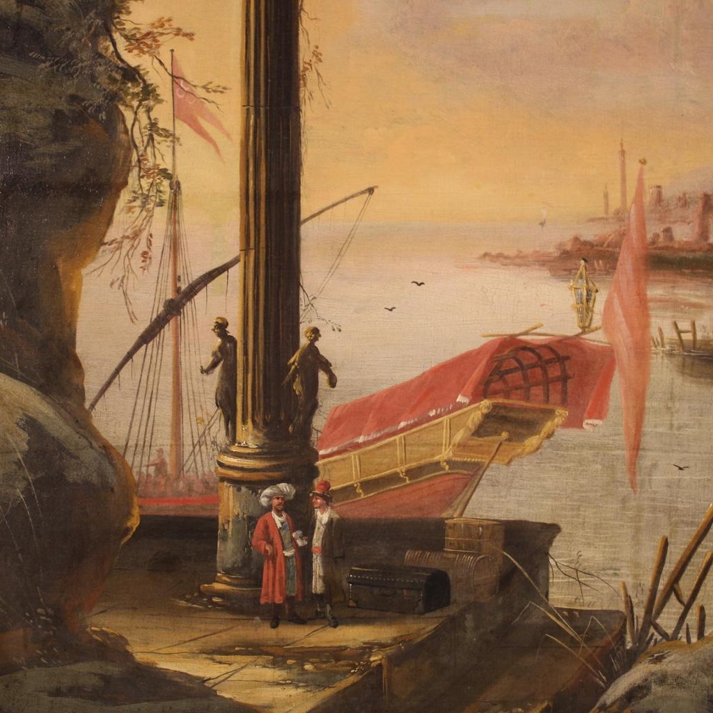18th Century Oil on Canvas Italian Antique Landscape Painting, 1780 2