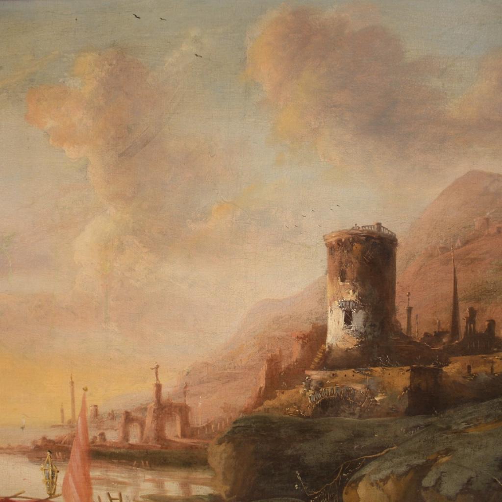 18th Century Oil on Canvas Italian Antique Landscape Painting, 1780 4