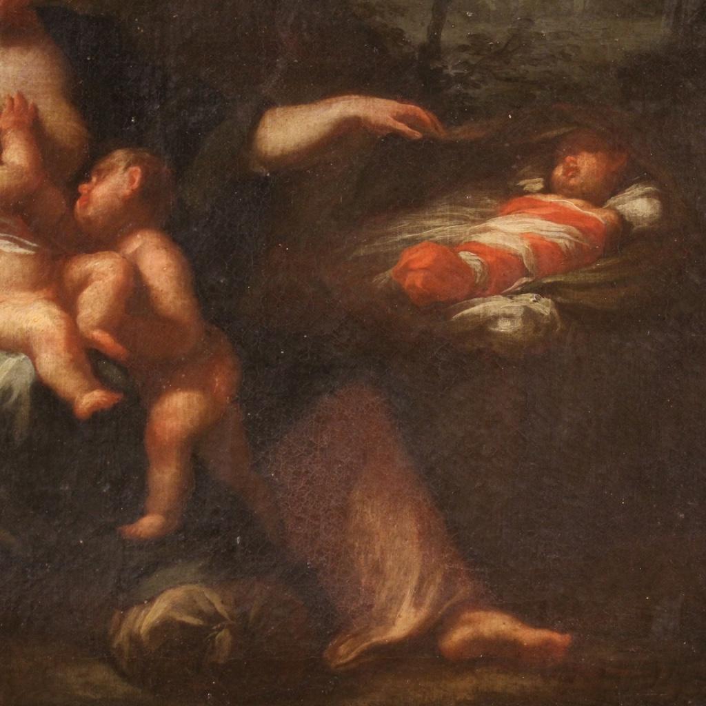 Huile sur toile italienne ancienne de 18ème siècle, Allégorie de la maternité Bon état - En vente à Vicoforte, Piedmont