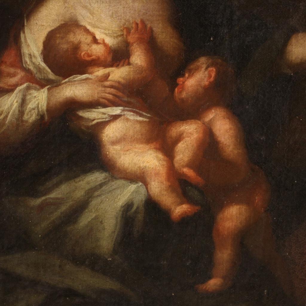 XVIIIe siècle Huile sur toile italienne ancienne de 18ème siècle, Allégorie de la maternité en vente
