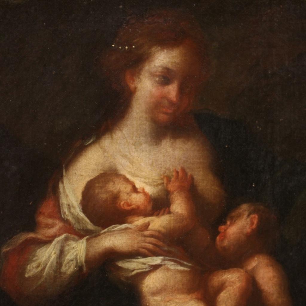 Toile Huile sur toile italienne ancienne de 18ème siècle, Allégorie de la maternité en vente