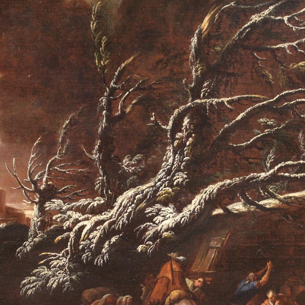 18. Jahrhundert Öl auf Leinwand Italienisch Antike Landschaft Gemälde Genre-Szene, 1720 im Angebot 6