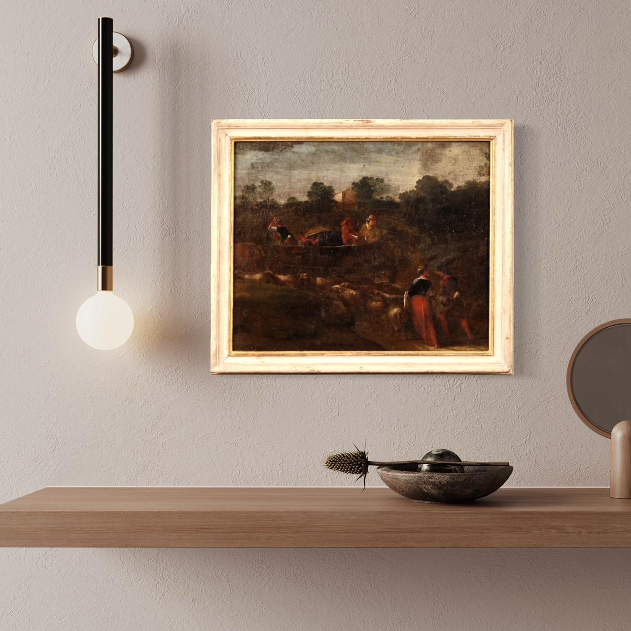 Siglo XVIII Óleo sobre lienzo Pintura antigua italiana Paisaje Escena pastoral 8