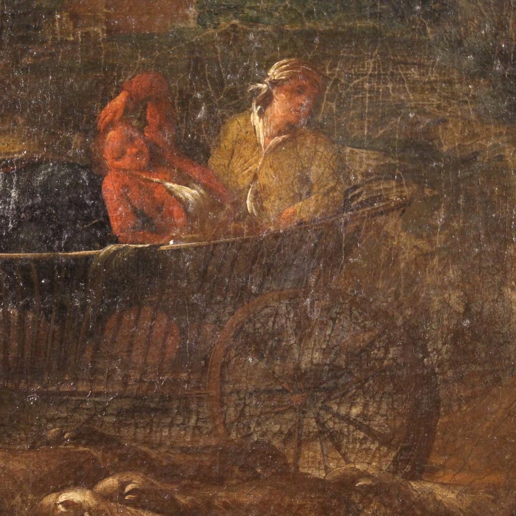 Siglo XVIII Óleo sobre lienzo Pintura antigua italiana Paisaje Escena pastoral Lienzo