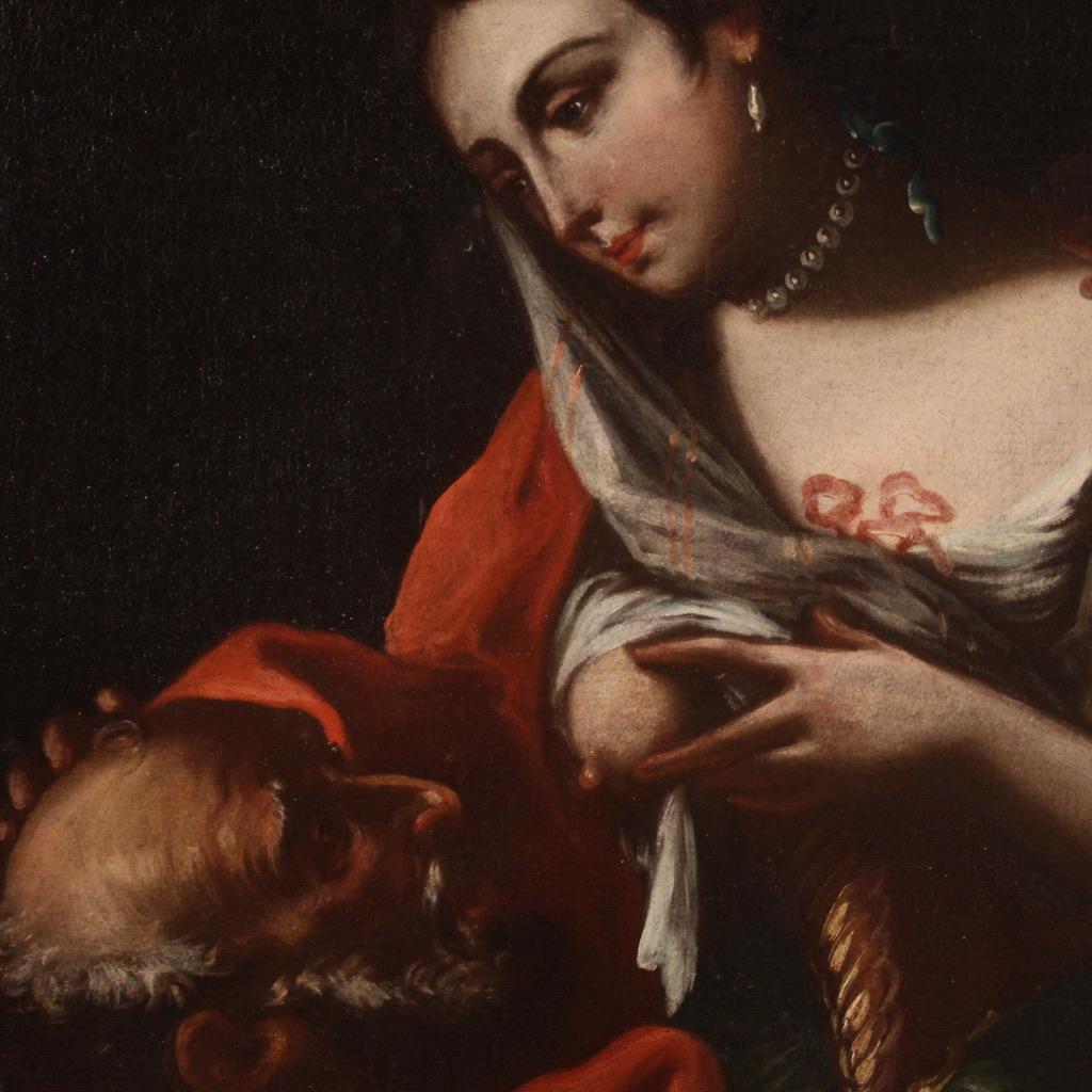 18th Century Oil on Canvas Italian Antique Mythological Painting Roman Charity 10