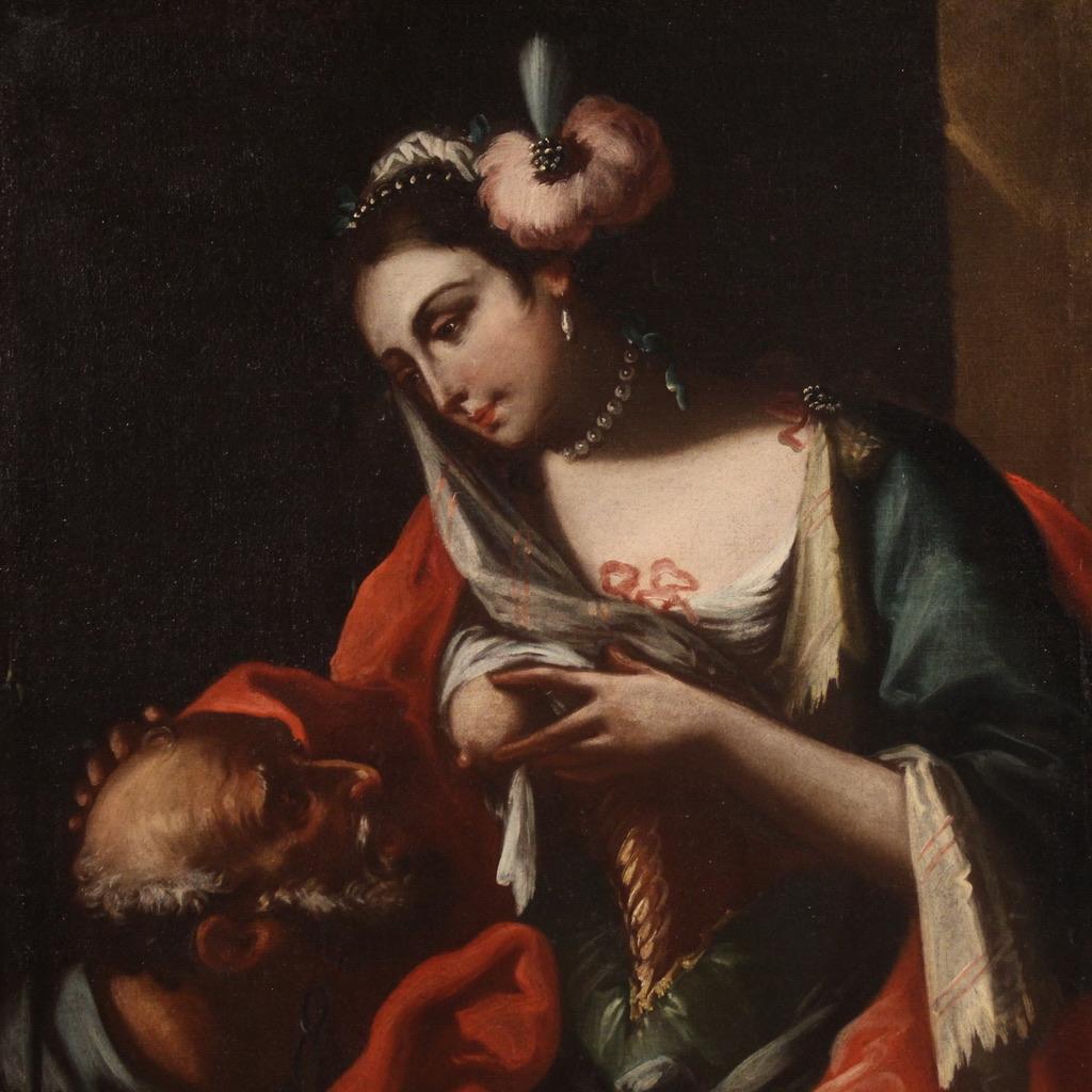 18th Century Oil on Canvas Italian Antique Mythological Painting Roman Charity In Good Condition In Vicoforte, Piedmont