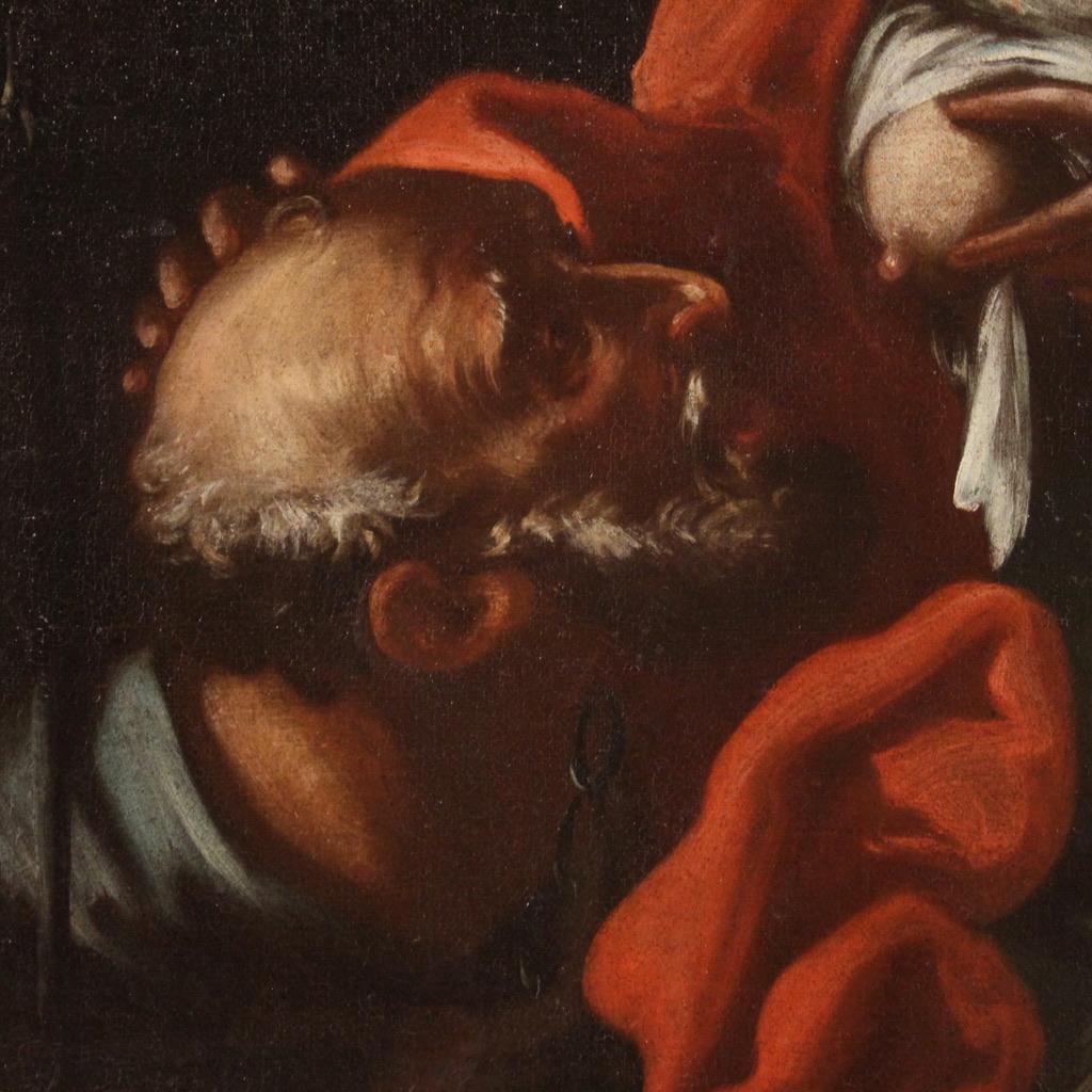 18th Century Oil on Canvas Italian Antique Mythological Painting Roman Charity 5