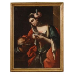 18th Century Oil on Canvas Italian Antique Mythological Painting Roman Charity