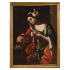 18th Century Oil on Canvas Italian Antique Mythological Painting Roman Charity
