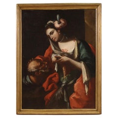 Huile sur toile italienne du 18ème siècle - Peinture mythologique ancienne - Charité romaine