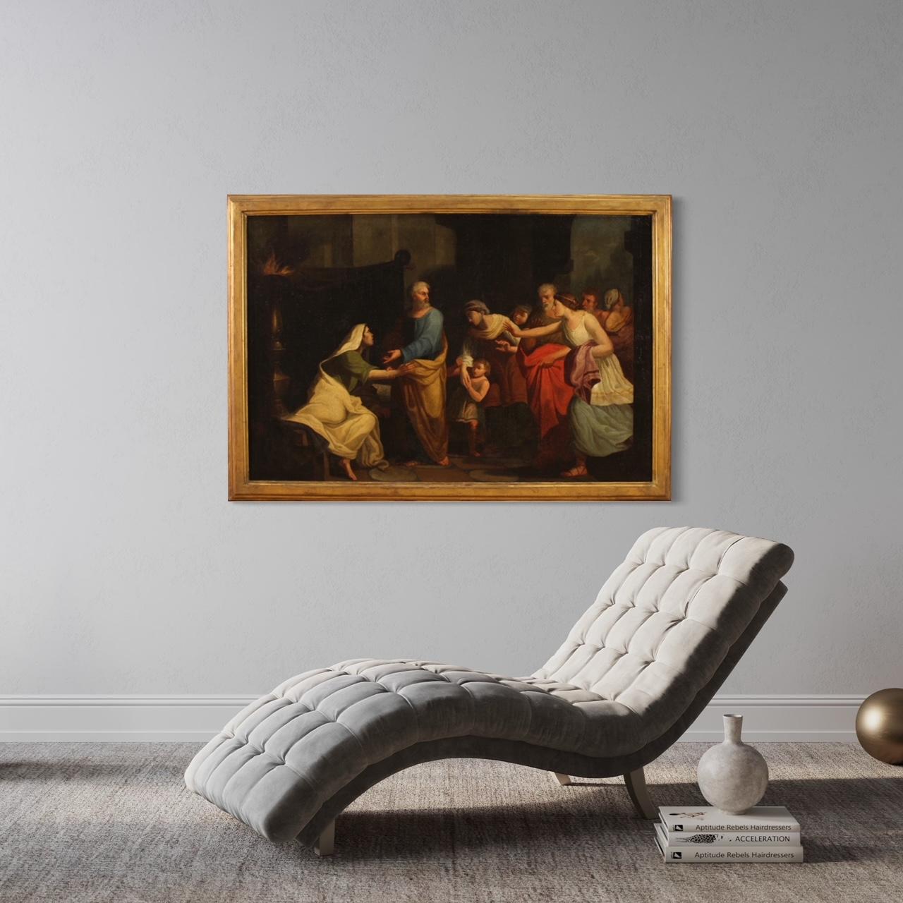 18th Century Oil on Canvas Italian Antique Neoclassical Painting, 1780 For Sale 12