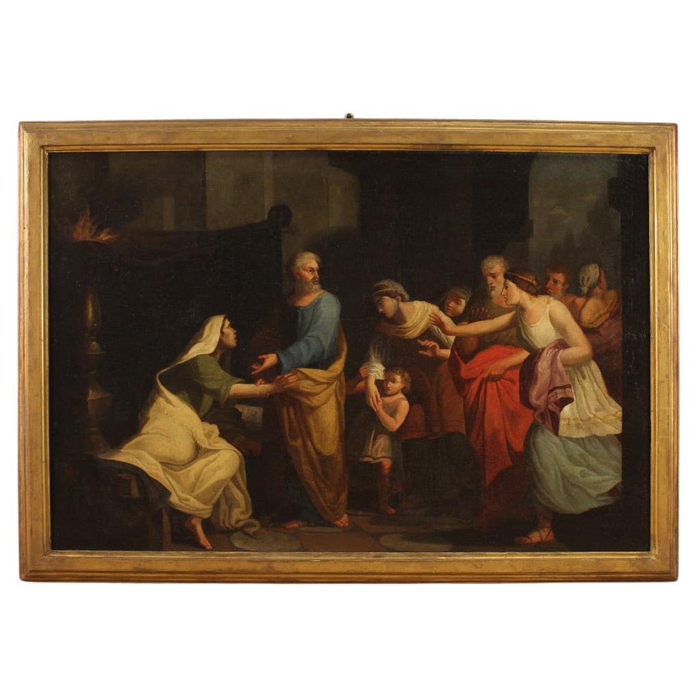 18th Century Oil on Canvas Italian Antique Neoclassical Painting, 1780 For Sale