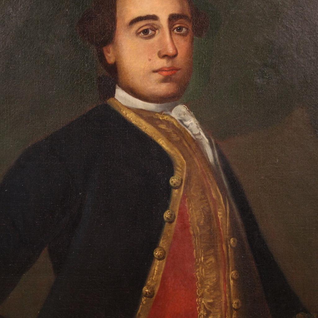 huile sur toile du 18e siècle, peinture italienne de portrait de noble, 1760 en vente 5
