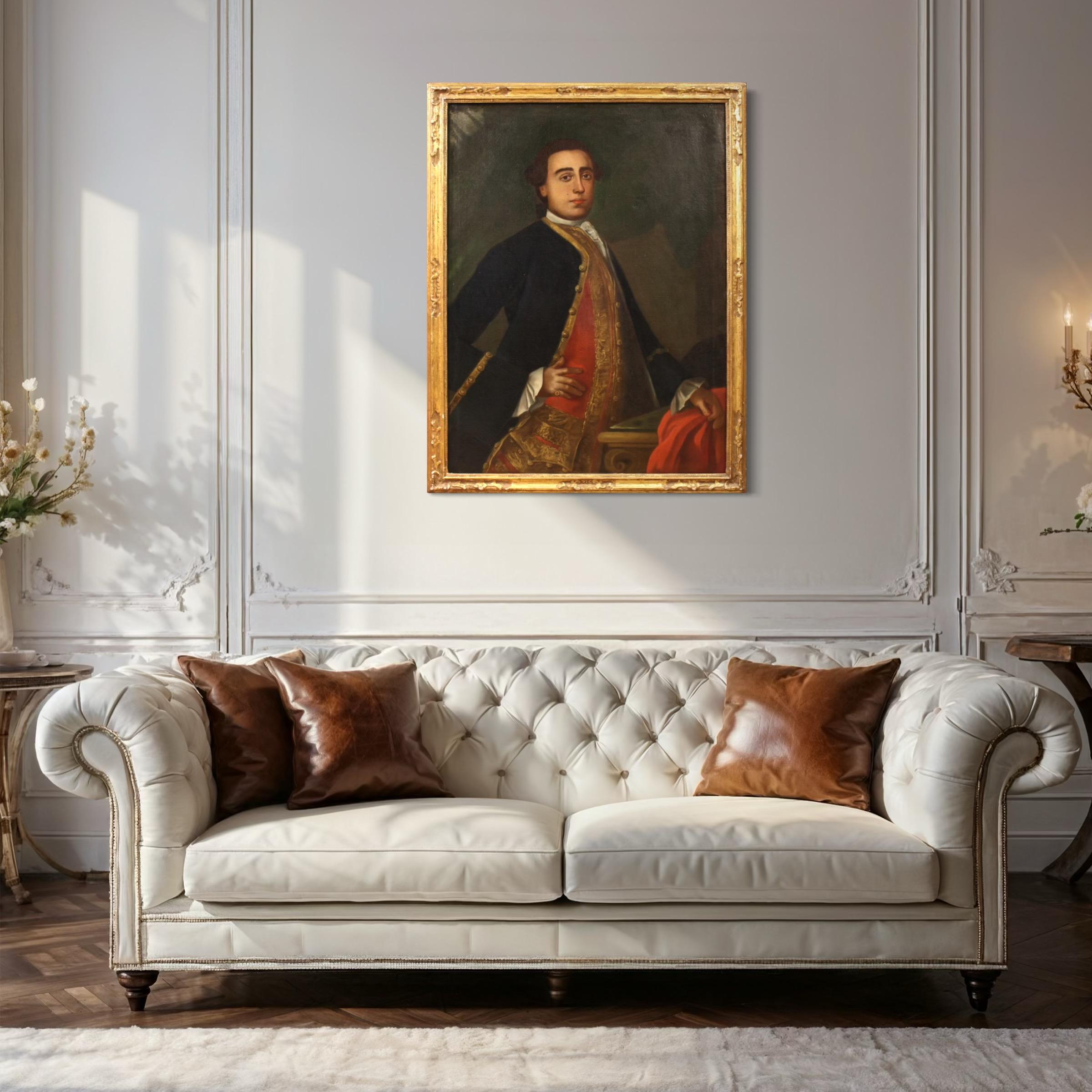 huile sur toile du 18e siècle, peinture italienne de portrait de noble, 1760 en vente 6
