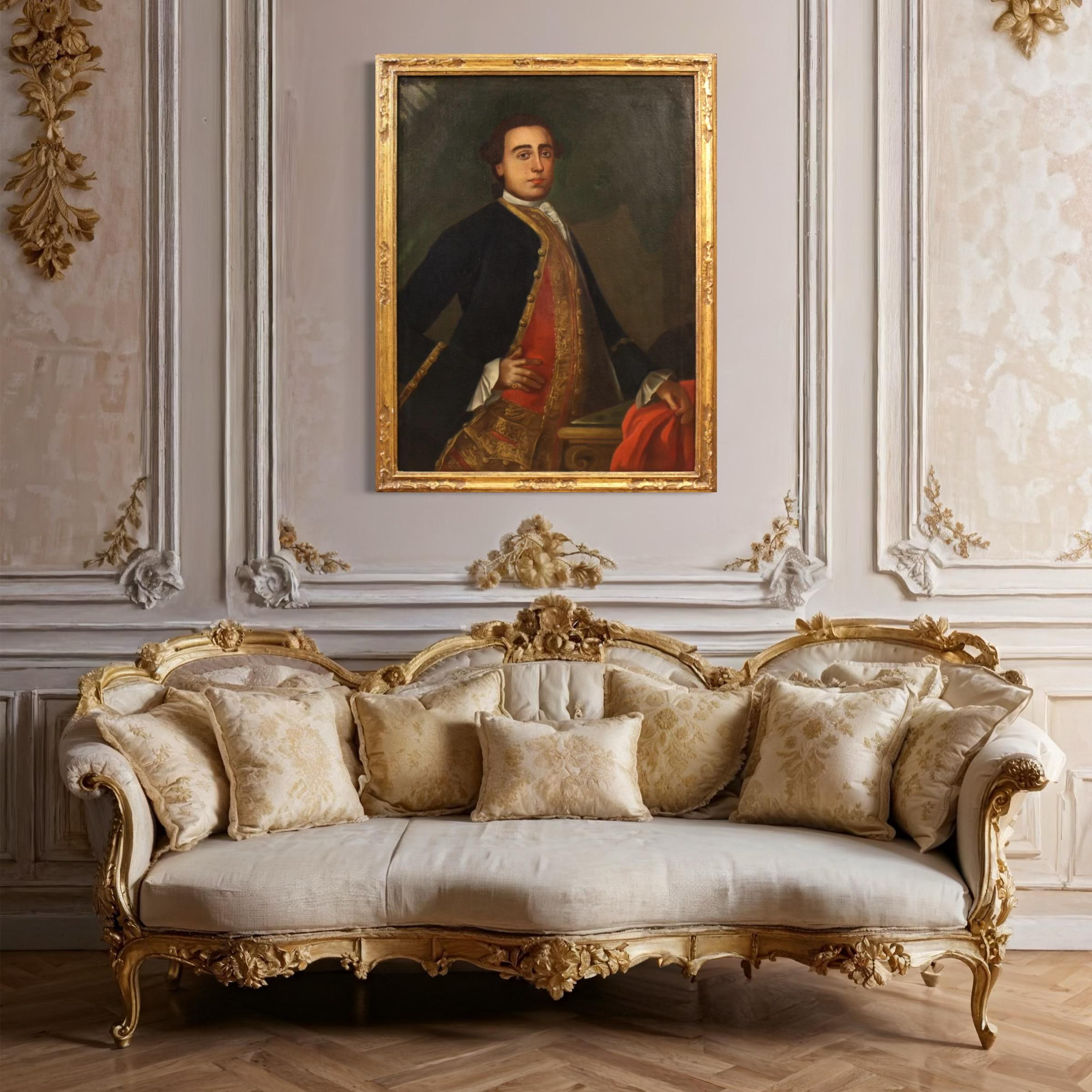 huile sur toile du 18e siècle, peinture italienne de portrait de noble, 1760 en vente 7