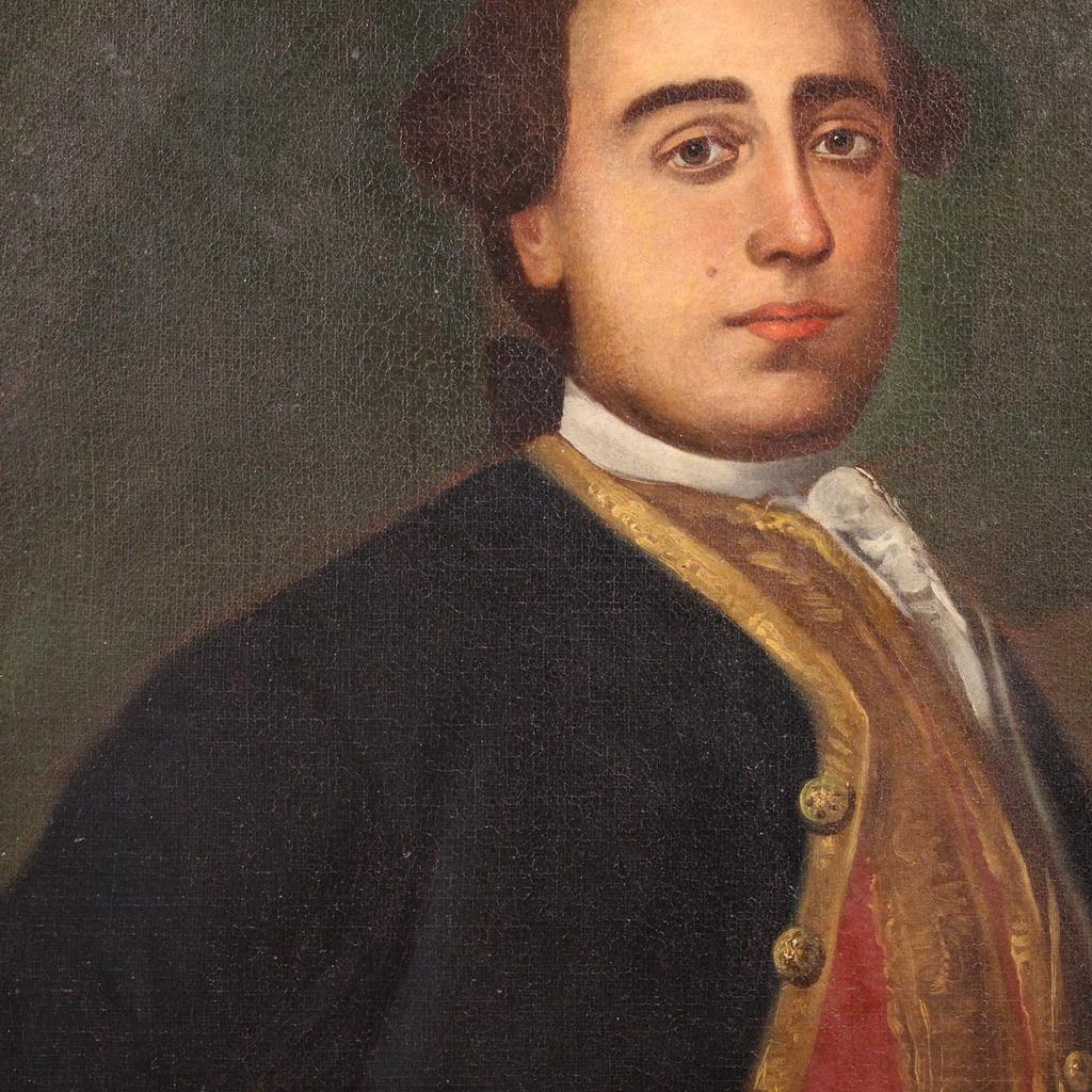 Italian huile sur toile du 18e siècle, peinture italienne de portrait de noble, 1760 en vente